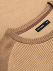 Men's cotton sweater with patch and raglan sleeves - brown V4 OM-SWSW-0121