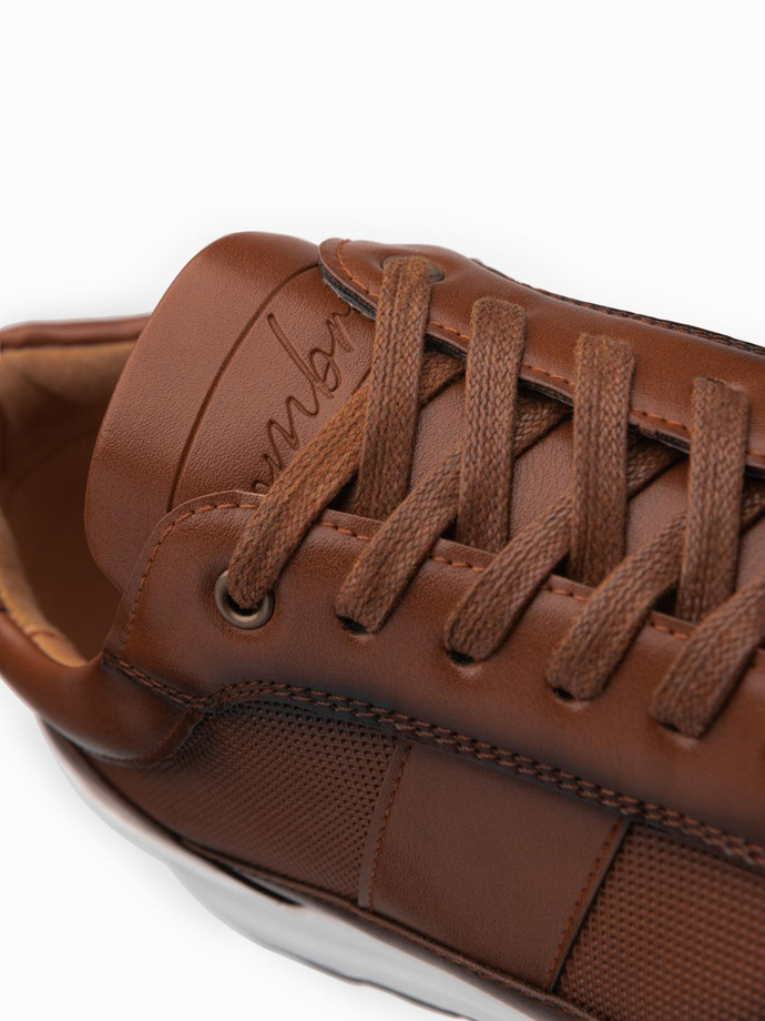 Men's eco leather sports shoes sneakers - brown V1 OM-FOSL-0181