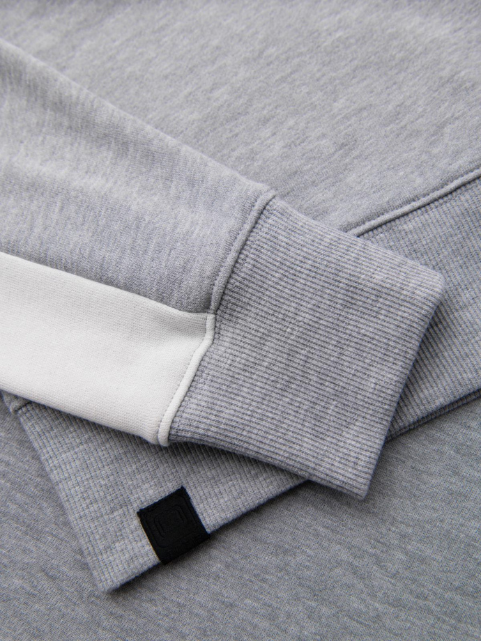 Unbuttoned men's sweatshirt with stand-up collar and hood - black V1 OM-SSZP-0216