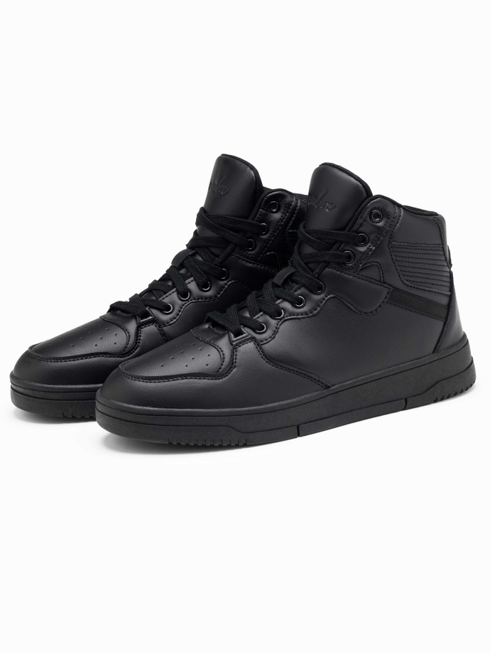 Męskie buty sneakersy z wysoką cholewką – czarne V6 OM-FOSH-0139