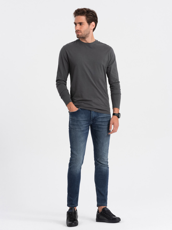 Męski longsleeve BASIC z okrągłym dekoltem - grafitowy V6 OM-LSBL-0106