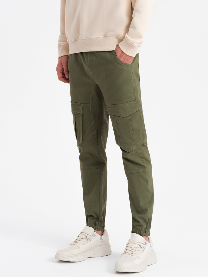 Men's JOGGERS pants with cargo pockets - olive V18 P886