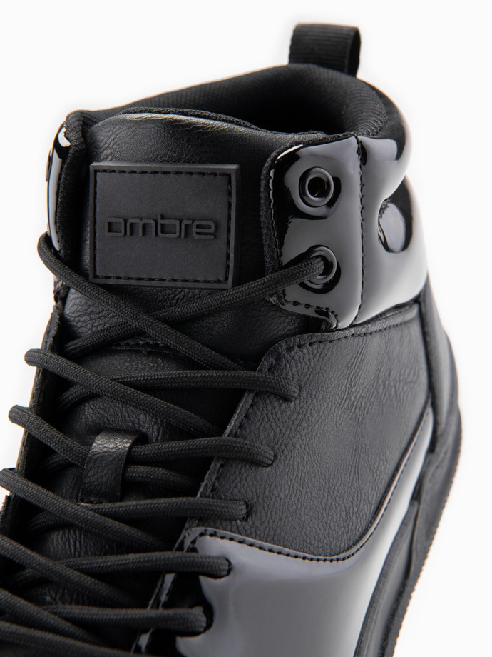 Wysokie buty męskie sneakersy z połyskującymi elementami – czarne V1 OM-FOSH-0178