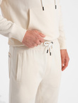 Men's tracksuit set kangaroo sweatshirt + pants - cream V11 Z80