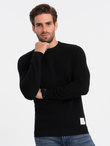 Sweter męski z teksturą i półokrągłym dekoltem - czarny V4 OM-SWSW-0104