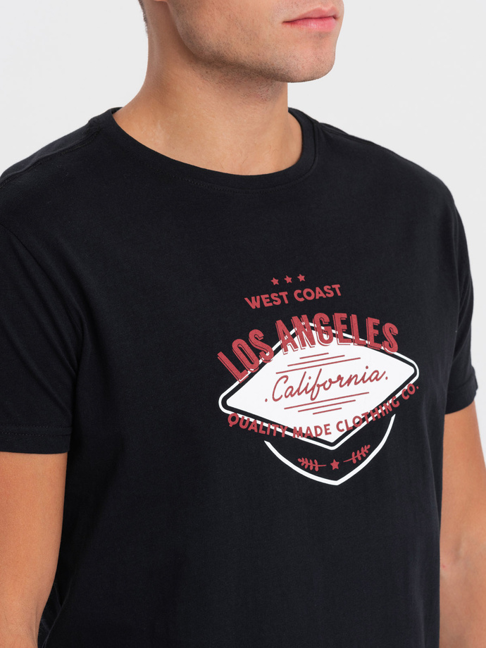 Men's printed cotton t-shirt - black V3 S1733
