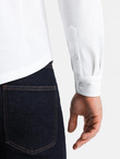 Dzianinowa koszula męska SLIM FIT z długim rękawem – biała V1 OM-SHCS-0177 