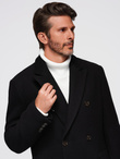 Men's coat with asymmetrical fastening and high collar - light brown V4 OM-COWC-0120