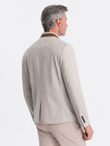 Men's melange rayon jacket with stand-up collar - beige melange V3 OM-BLZB-0131