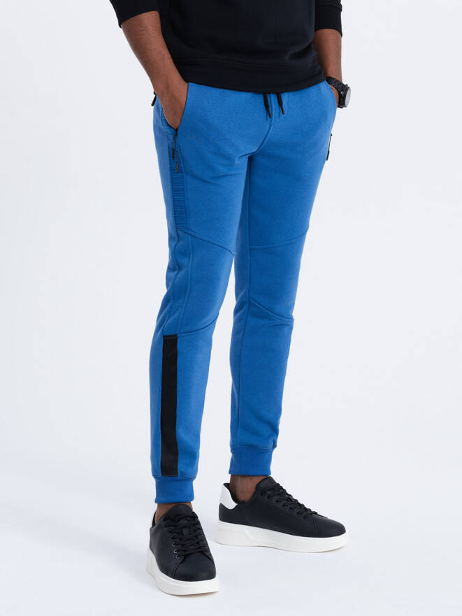 Men's sweatpants with stitching - blue V8 OM-PASK-0137