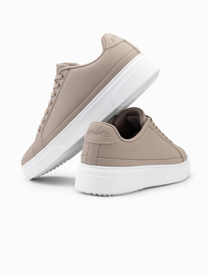 Męskie buty sneakersy z ekoskóry na grubej podeszwie – popielate V1 OM-FOSL-0166