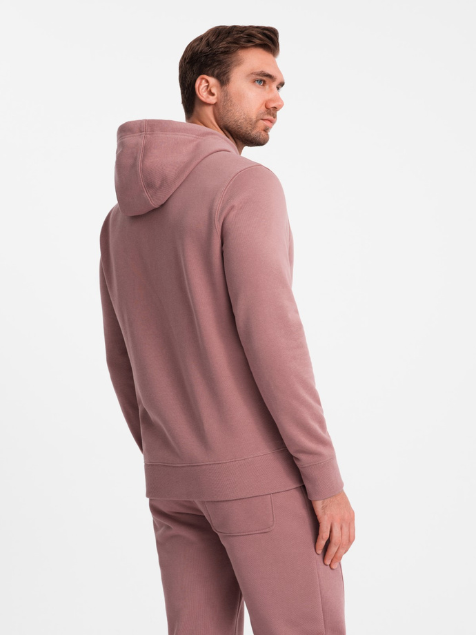 Komplet męski dresowy BASIC bluza kangurka + joggery – ciemnoróżowy V4