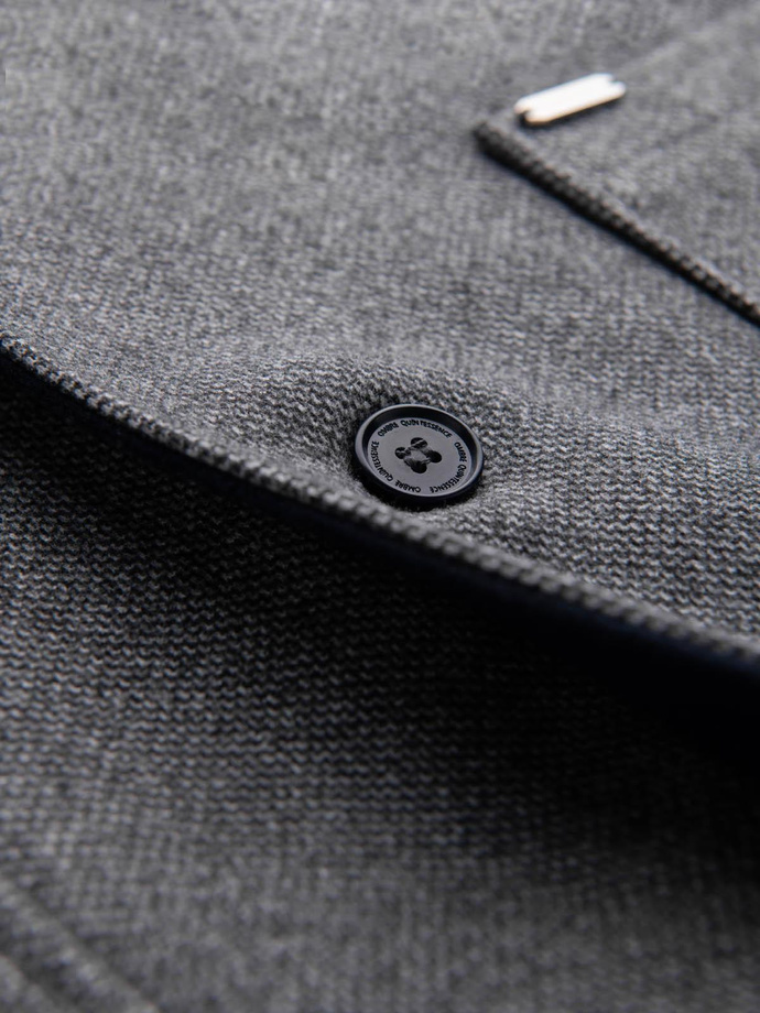 Melanżowy męski długi płaszcz z kapturem – szary V1 OM-COWC-0122