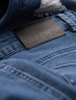 Washable men's TAPER FIT denim pants with rubbing - blue V2 OM-PADP-0163
