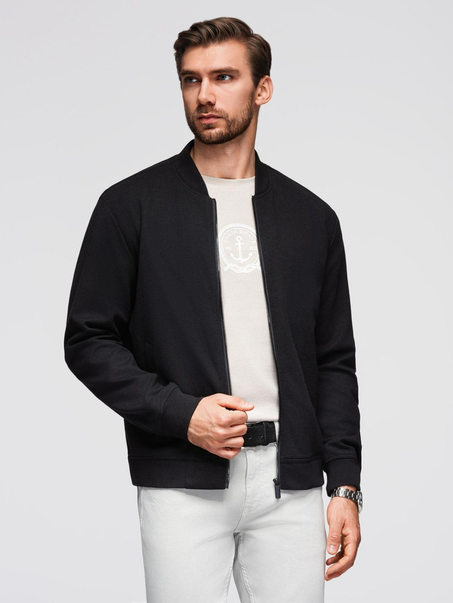 Men's raglan sleeve bomber jacket - black V1 OM-JANP-0159