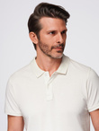 Polo shirt in cotton pique knit - ecru V7 OM-POSS-0103