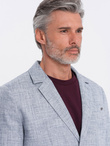 Men's REGULAR cut jacket with linen - light blue V3 OM-BLZB-0128