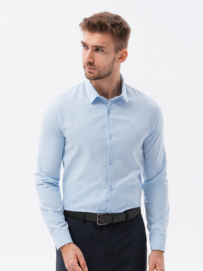 Men's shirt with long sleeves - light blue K642