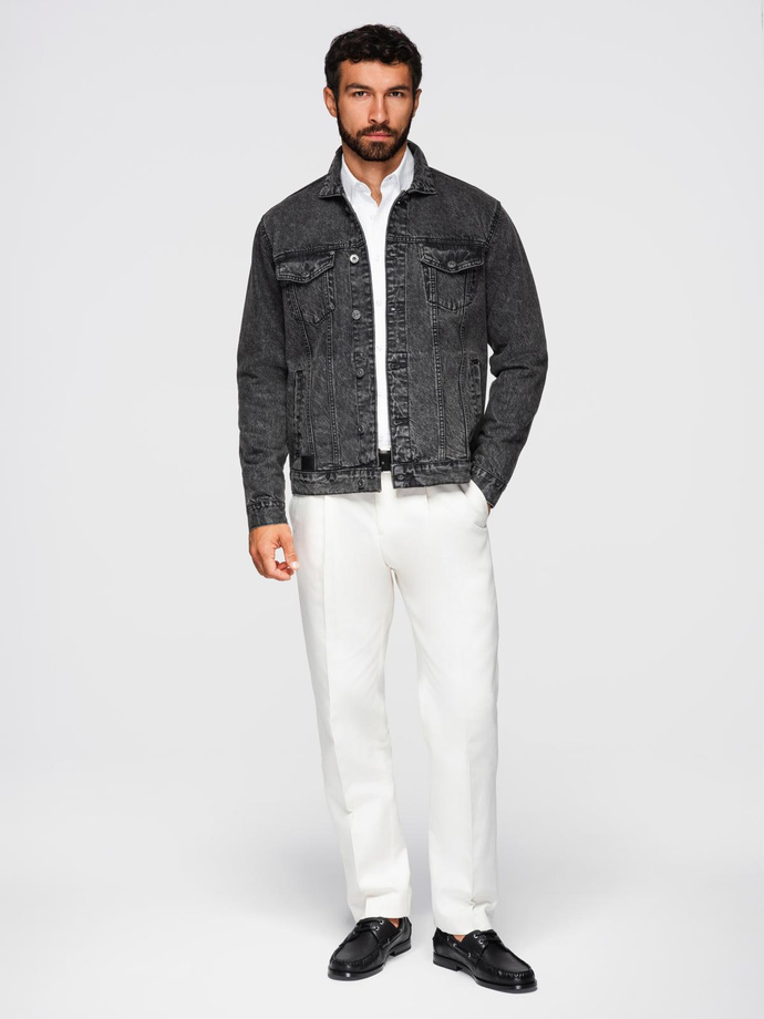 Men's denim jacket katana with washem - black V3 OM-JADJ-0219