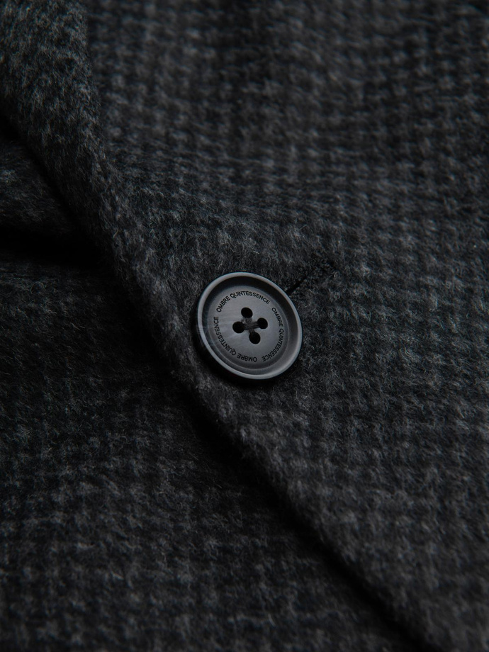 Unbuttoned men's wool blend coat - graphite V2 OM-COWC-0121