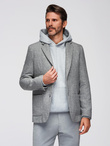 Men's checkered blazer with wool - grey V1 OM-BLZB-0117