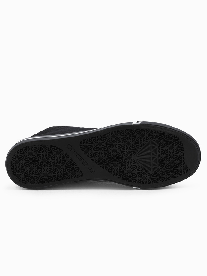 Buty męskie trampki z kontrastującymi elementami - czarne V2 OM-FOTH-0125