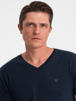 T-shirt męski V-NECK z elastanem - granatowy V2 OM-TSCT-0106