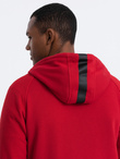 Men's unbuttoned hooded sweatshirt - red V6 OM-SSZP-0124