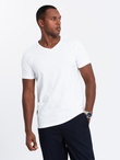 BASIC men's V-neck cotton shirt set - gray-green/white/beige V14 OM-TSBS-0233 