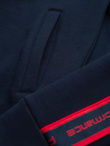 Washed men's sweatshirt with decorative stitching at the neckline - navy blue V4 OM-SSDS-0131
