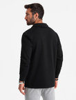 Bluza męska z kołnierzykiem polo ze strukturalnej dzianiny - czarna V8 OM-SSNZ-0149