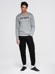 Classic men's sweatshirt with inscription - grey melange V1 B1711