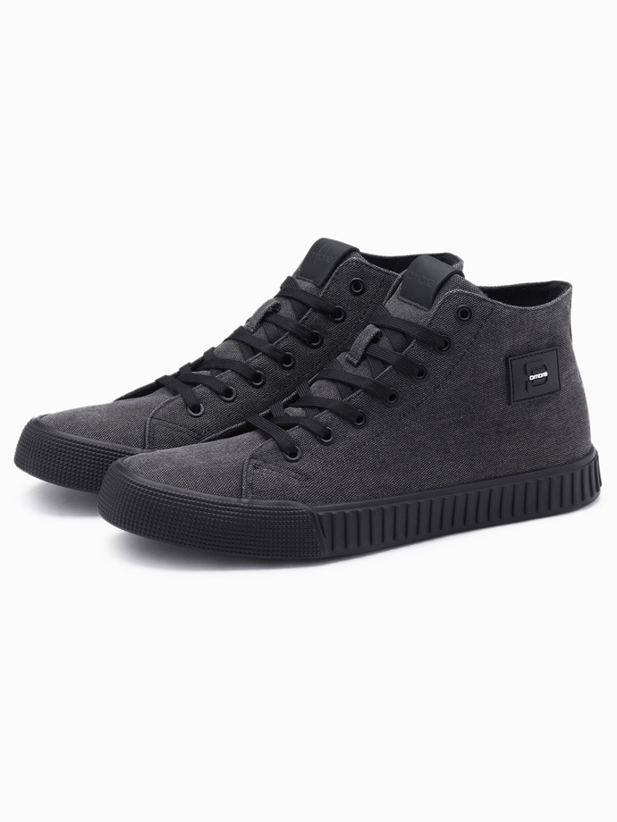 Męskie buty trampki canvas z wysoką cholewką – czarne V1 OM-FOTH-0186