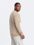 Bluza męska OVERSIZE z kontrastowym łączeniem kolorów - beżowa V2 B1673