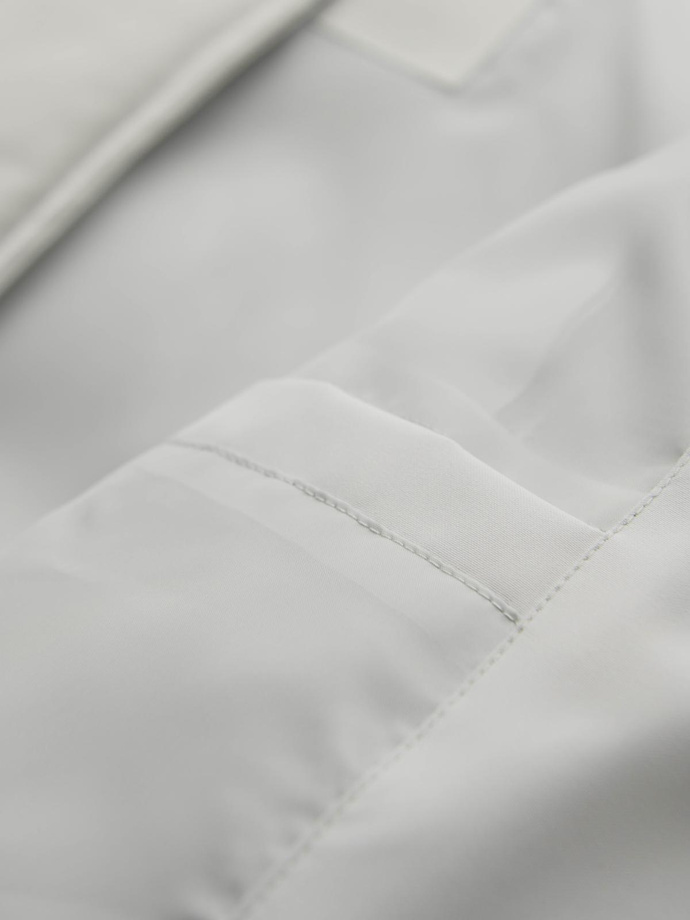 Men's quilted jacket with hooded ramonesque cut - light grey V4 OM-JAHP-0252