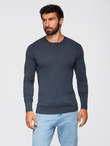 BASIC men's viscose classic sweater with round neckline - navy blue melange V16 OM-SWBS-0106