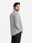 Men's REGULAR FIT shirt with pocket - gray V1 OM-SHCS-0148