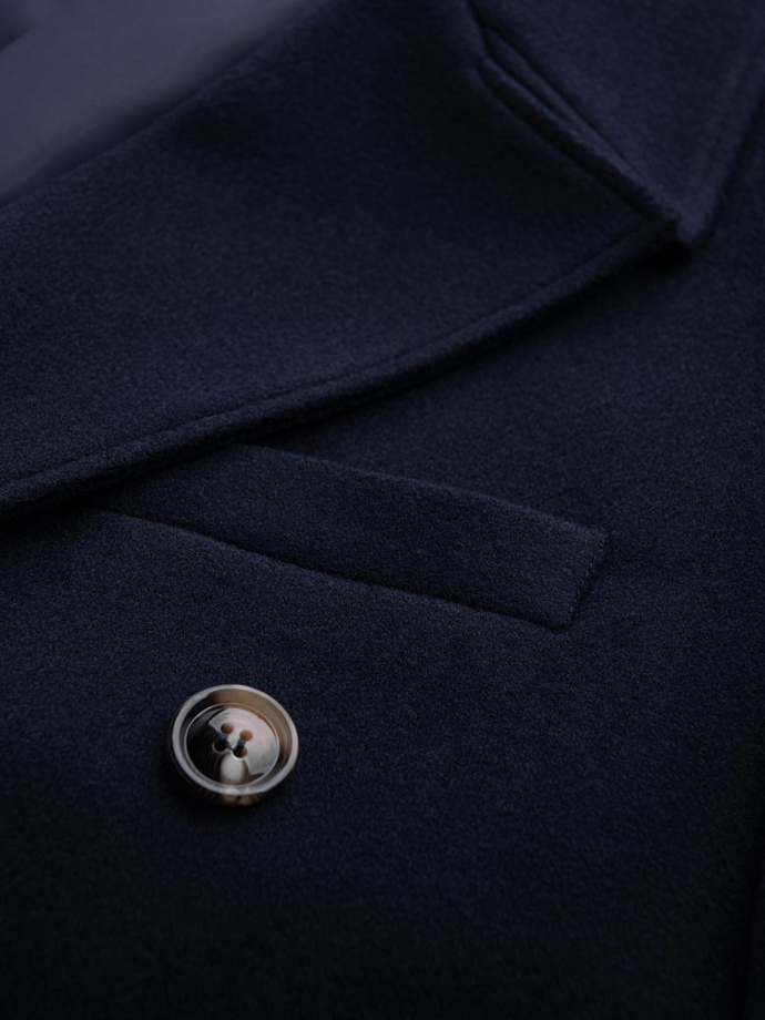 Men's double-breasted coat with decorative buttons - indigo V1 OM-COWC-0109
