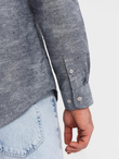 Klasyczna flanelowa męska koszula bawełniana w kwiaty - szara V3 OM-SHCS-0157