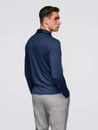 Polo long sleeve shirt with elegant branded buttons - navy blue V3 OM-POLS-0139