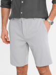 Men's SLIM FIT structured knit shorts - light grey V4 OM-SRCS-0169