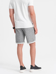 Spodenki męskie z tkaniny melanżowej LOOSE FIT - szare V6 OM-SRSK-0116