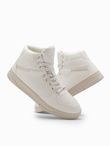 Męskie buty sneakersy z wysoką cholewką – białe V1 OM-FOSH-0139