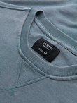Washed men's sweatshirt with decorative stitching at the neckline - light blue V3 OM-SSDS-0131
