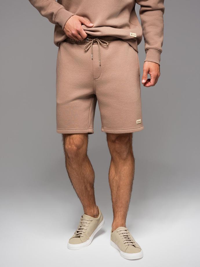 UNISEX tracksuit set sweatshirt + shorts - brown V16 Z108