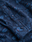 Men's cotton shirt with floral motif - navy blue V1 OM-SHCS-0159