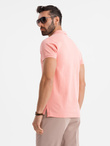 Cotton pique knit polo shirt - pink V5 OM-POSS-0103