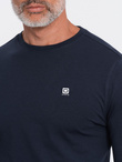 Men's signature elastane longsleeve with round neckline - navy blue V2 OM-LSCL-0102