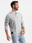 Bluza męska z białym kołnierzykiem polo - popielata V7 OM-SSNZ-0132