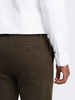 Spodnie męskie chino SLIM FIT z delikatną teksturą - ciemnooliwkowe V4 OM-PACP-0190
